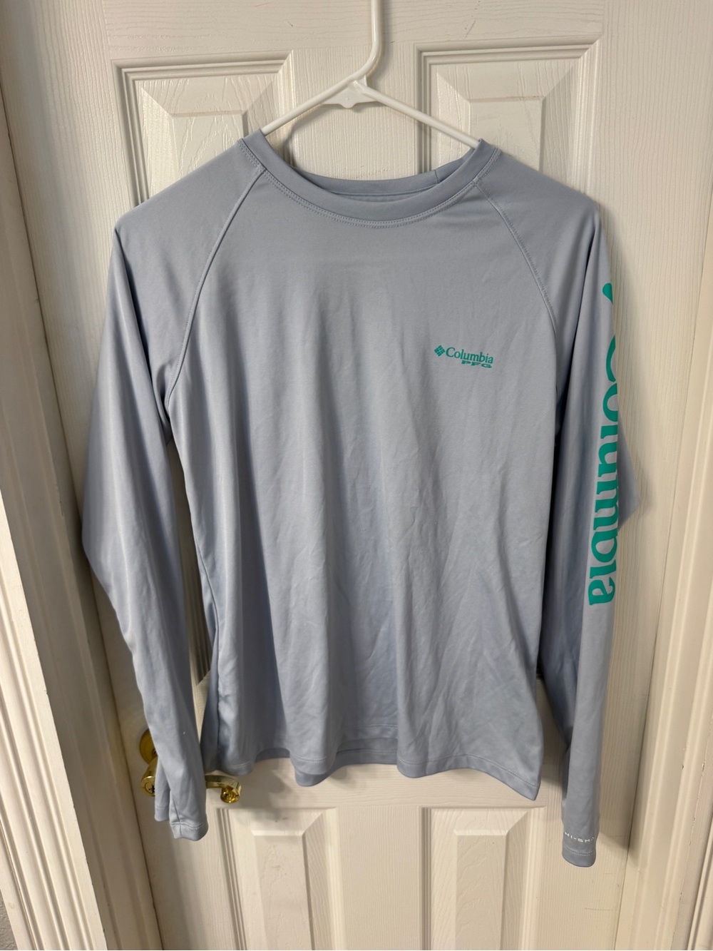 Columbia Light Blue PFG with Teal Blue Lettering